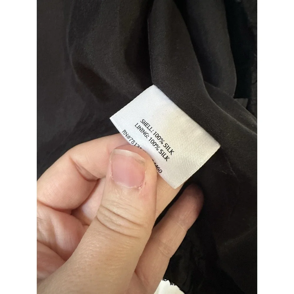 Eileen Fisher Black Textured Crinkle 100% Silk Cropped Jacket sz L